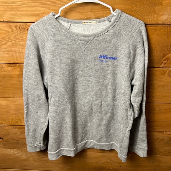 Marine layer sweatshirt crewneck Md mens AFFIRMER motivational Gray team player - Picture 1 of 11